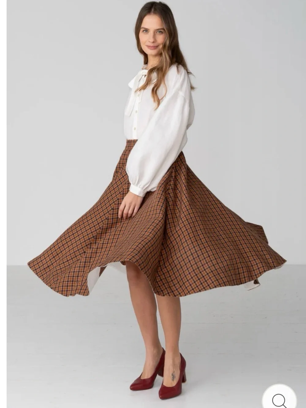 Son De Flor Floral Full Circle Linen Skirt XXS - Picture 4 of 5